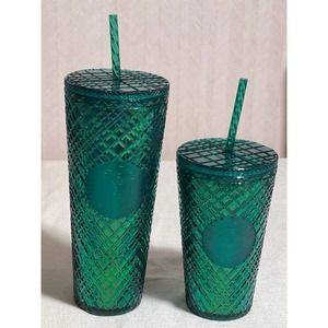 Starbucks 2022 Anniversary Green Jewelled Tumbler Venti and Short